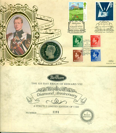Англия, 1996, Эдуард VIII, медаль ПРУФ, конверт Англия + сертифика